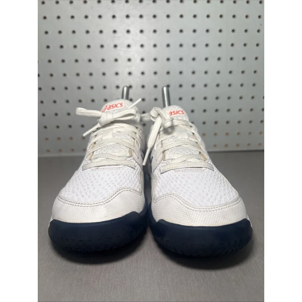 Asics Gel Resolution 9 Kids Tennis Shoes Trainer Sz US 4 EU 36 White Blue Orange